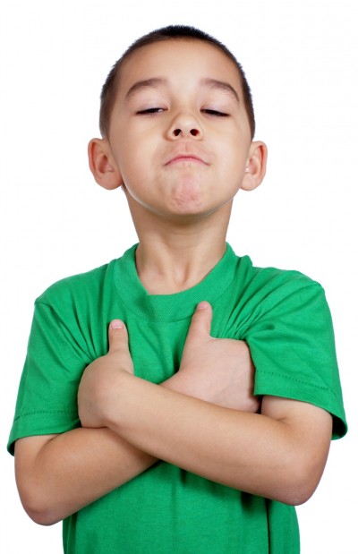 Kid with arms crossed, stubborn